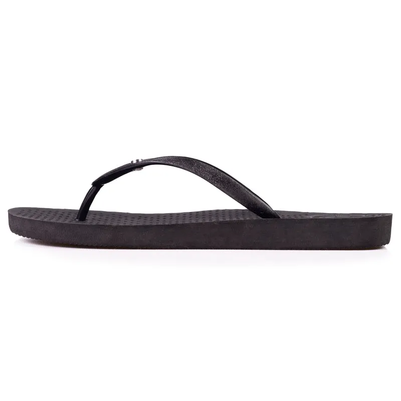 Tongs Femme tige paillettes Noir