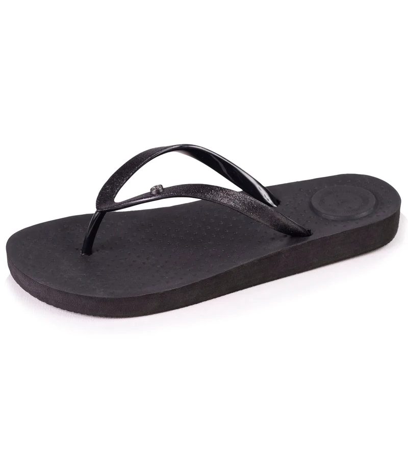 Tongs Femme tige paillettes Noir