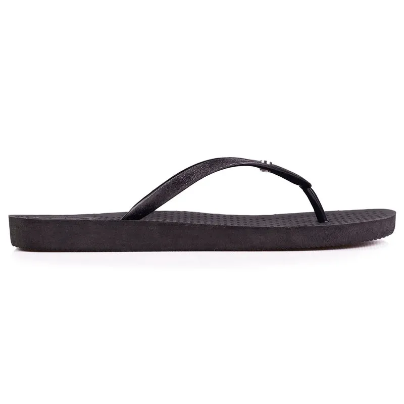 Tongs Femme tige paillettes Noir