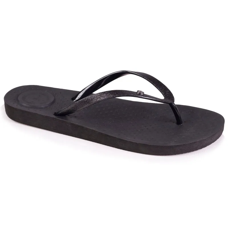 Tongs Femme tige paillettes Noir