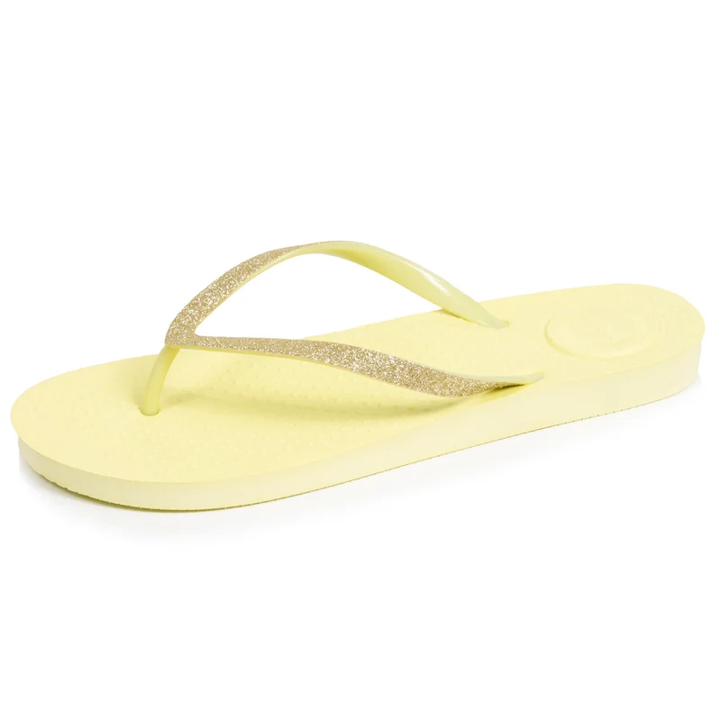 Tongs Femme tige paillettes Jaune