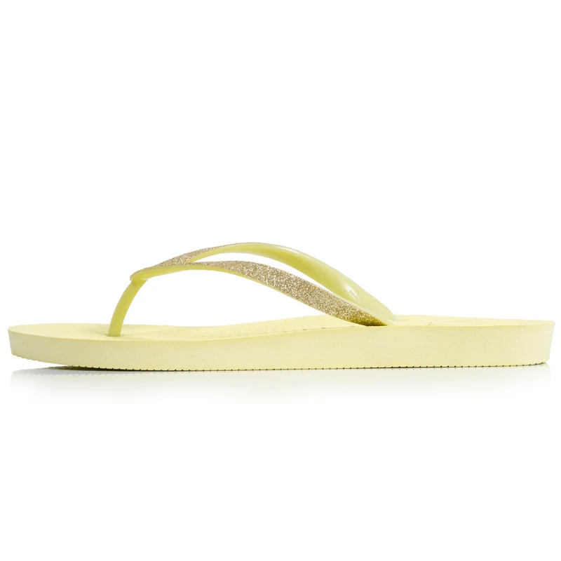 Tongs Femme tige paillettes Jaune