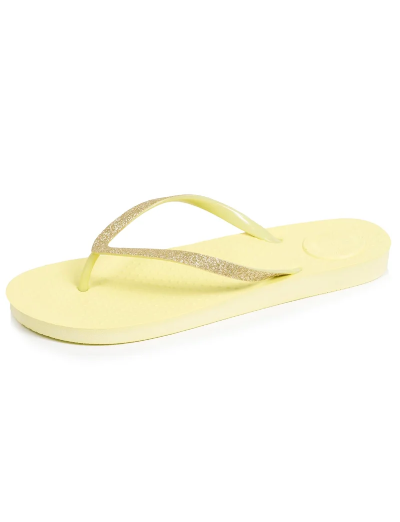 Tongs Femme tige paillettes Jaune
