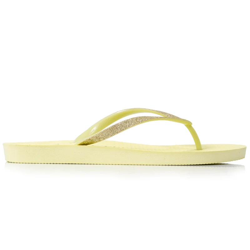 Tongs Femme tige paillettes Jaune