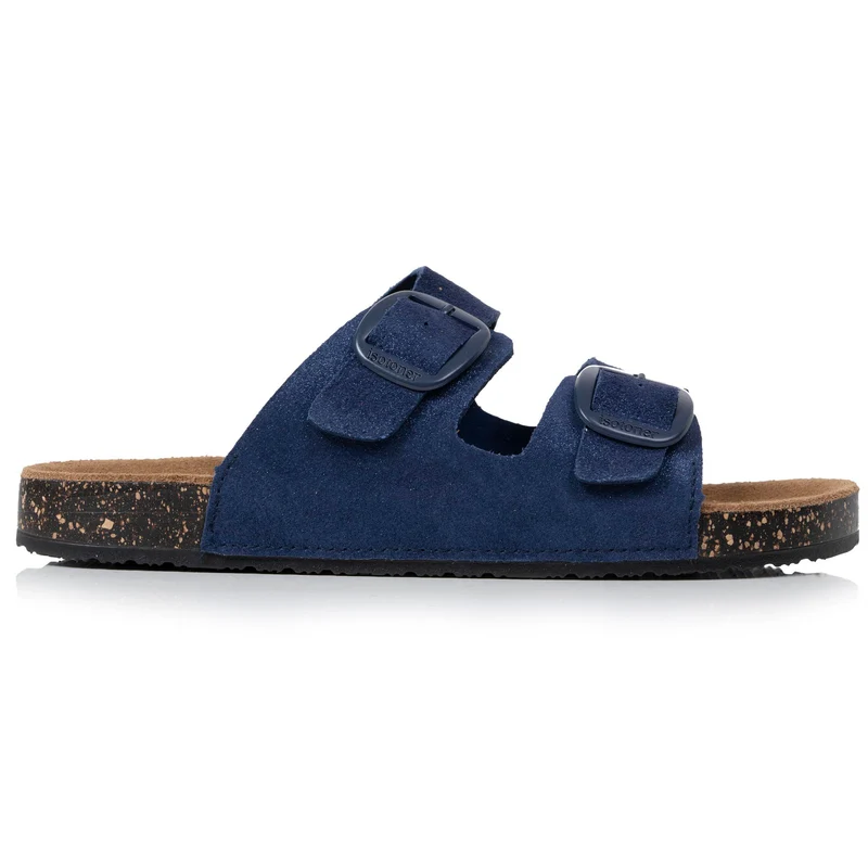 Mules sandales Femme Double Bride cuir Bleu