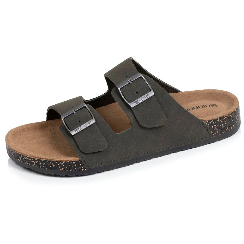 Mules sandales Homme double bride Kaki