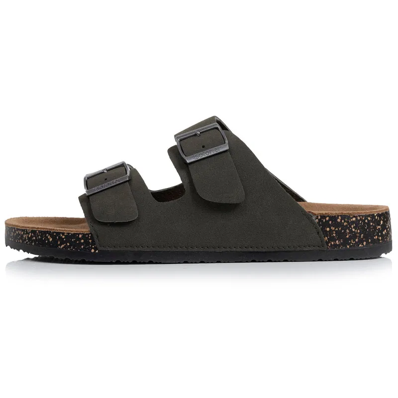 Mules sandales Homme double bride Kaki