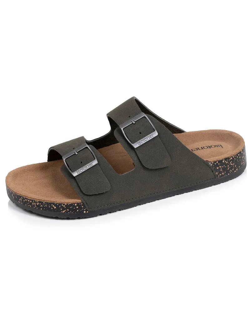 Mules sandales Homme double bride Kaki