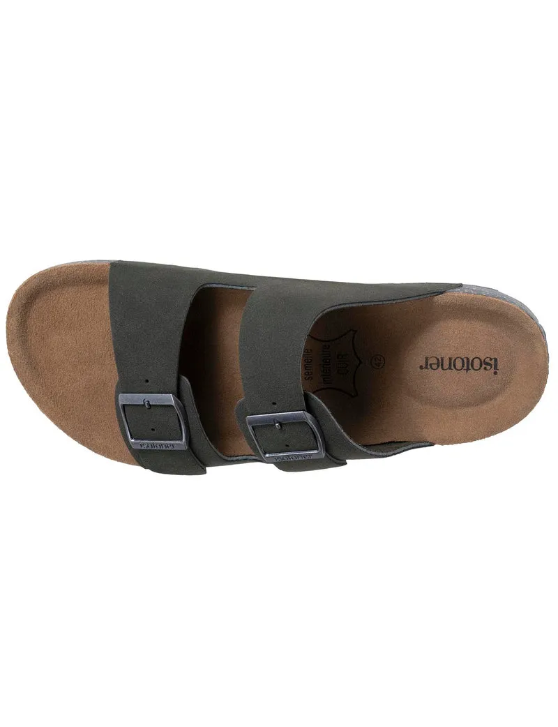 Mules sandales Homme double bride Kaki