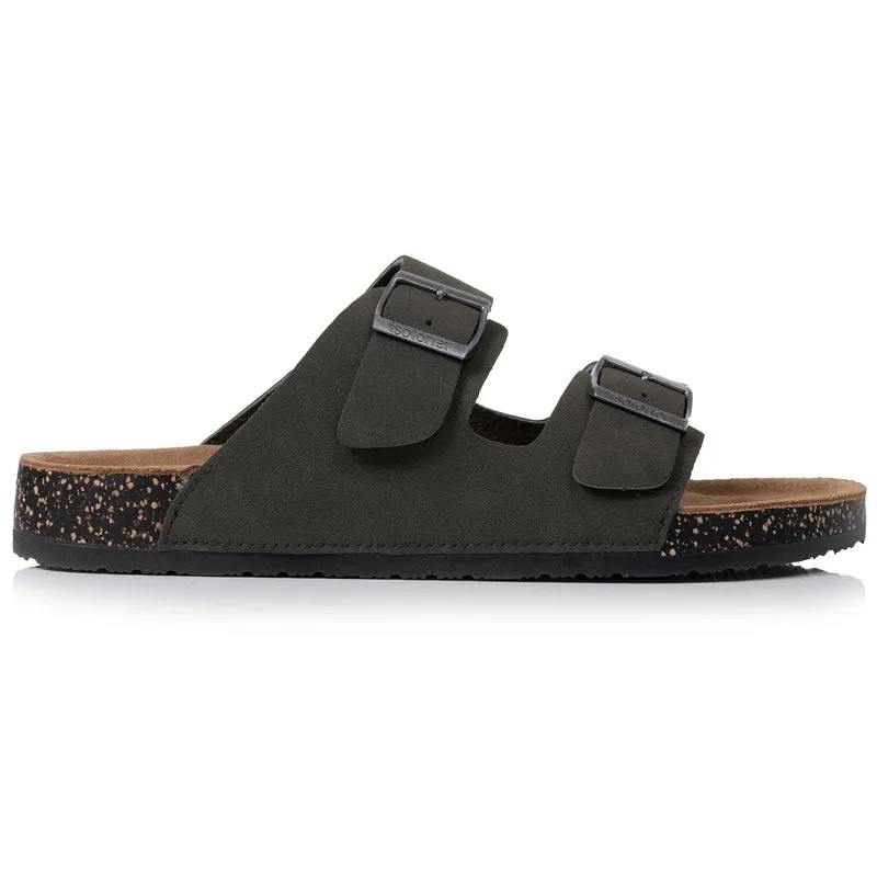 Mules sandales Homme double bride Kaki