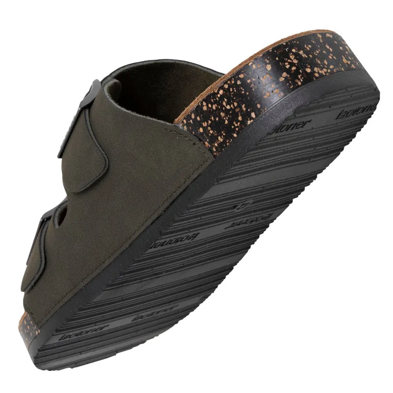 Mules sandales Homme double bride Kaki