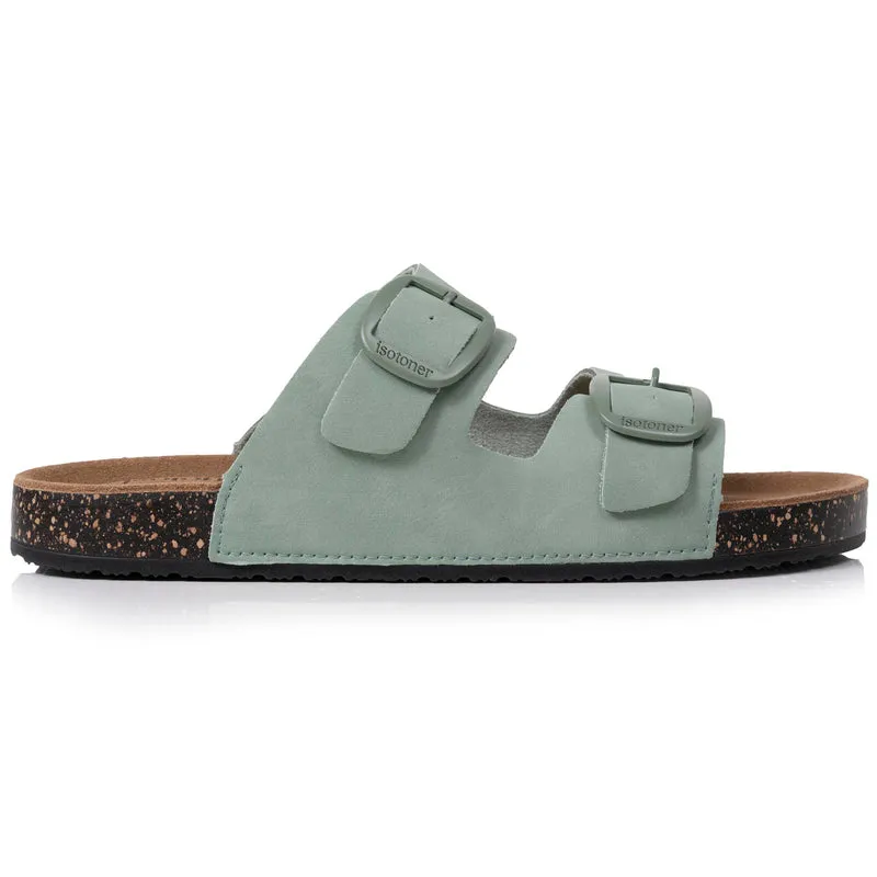 Mules claquettes Femme double bride Sauge