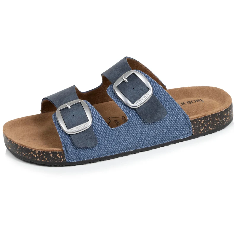 Mules Sandales Femme double bride Bleu denim