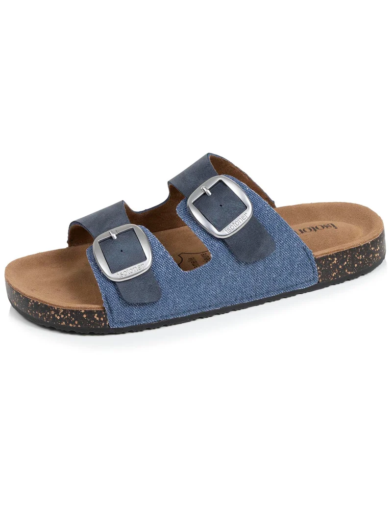 Mules Sandales Femme double bride Bleu denim