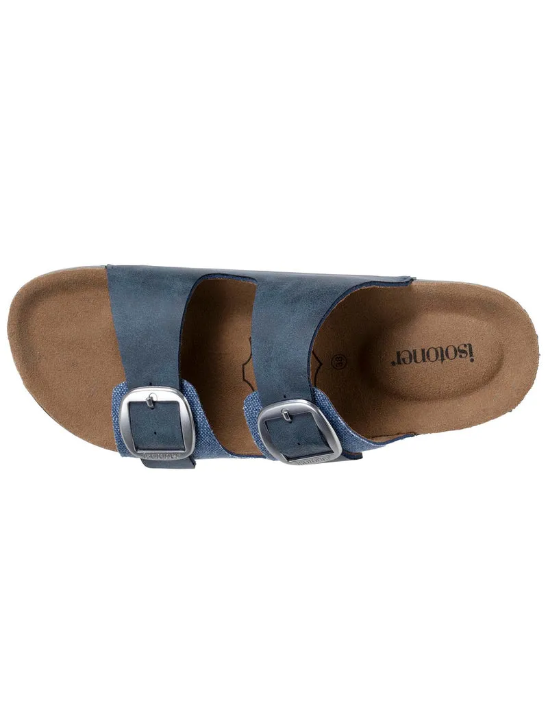 Mules Sandales Femme double bride Bleu denim
