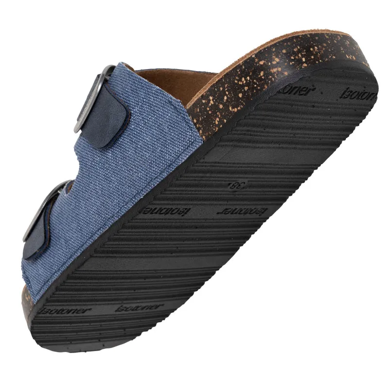 Mules Sandales Femme double bride Bleu denim