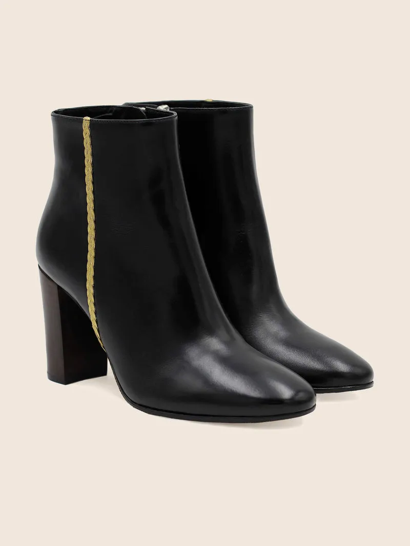 Bottines à talon cuir noir