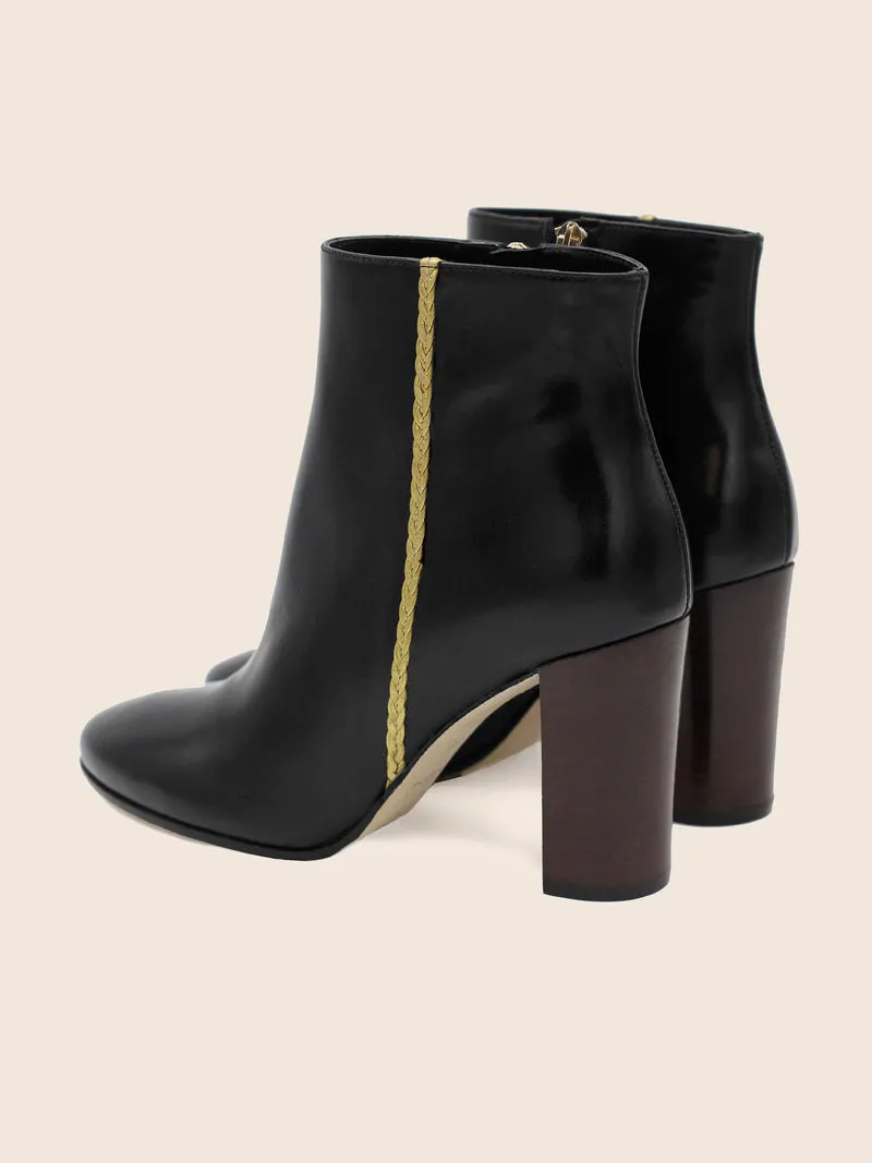 Bottines à talon cuir noir