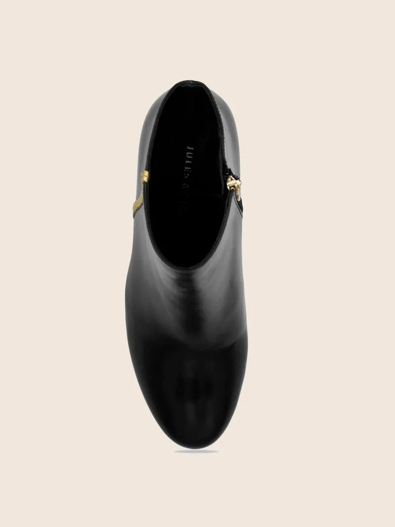 Bottines à talon cuir noir
