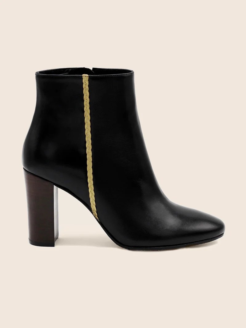 Bottines à talon cuir noir