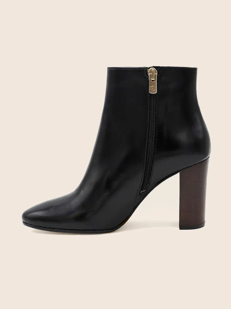 Bottines à talon cuir noir