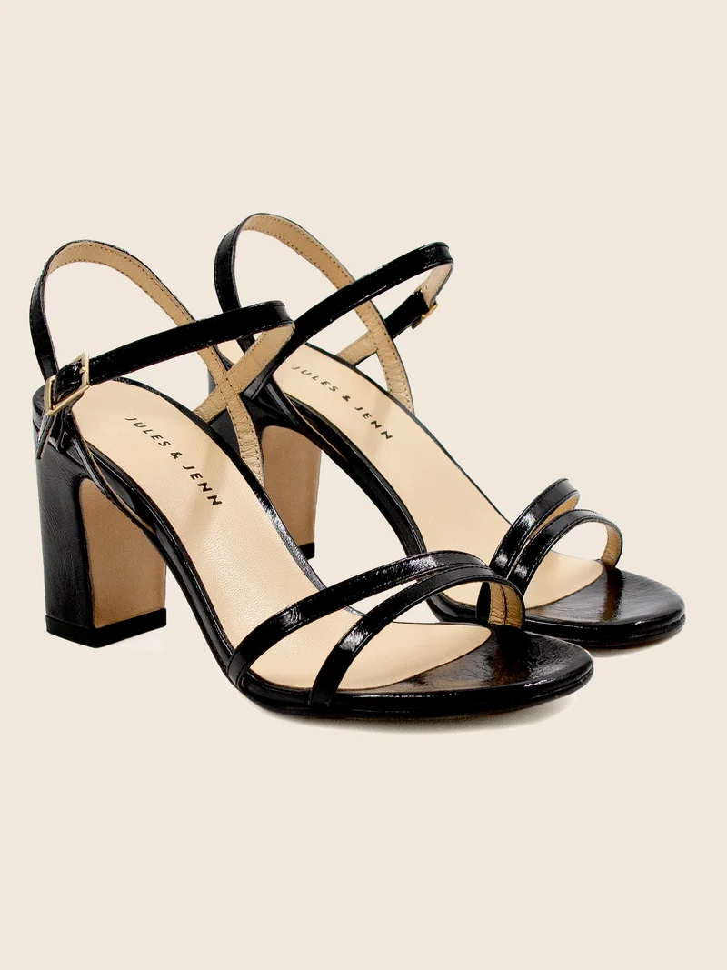 Sandales talon épurées cuir noir