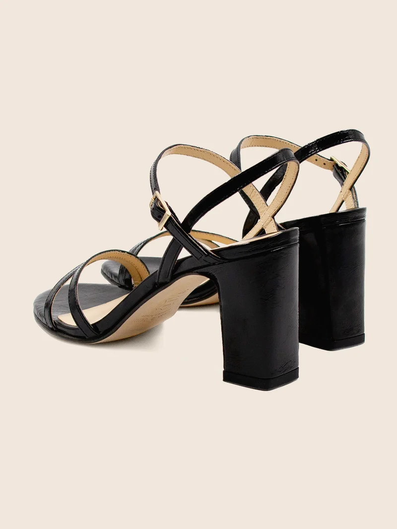 Sandales talon épurées cuir noir