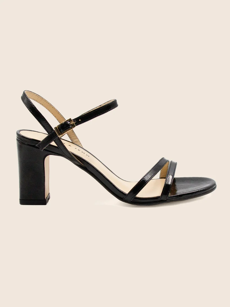 Sandales talon épurées cuir noir