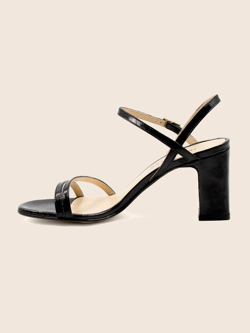 Sandales talon épurées cuir noir