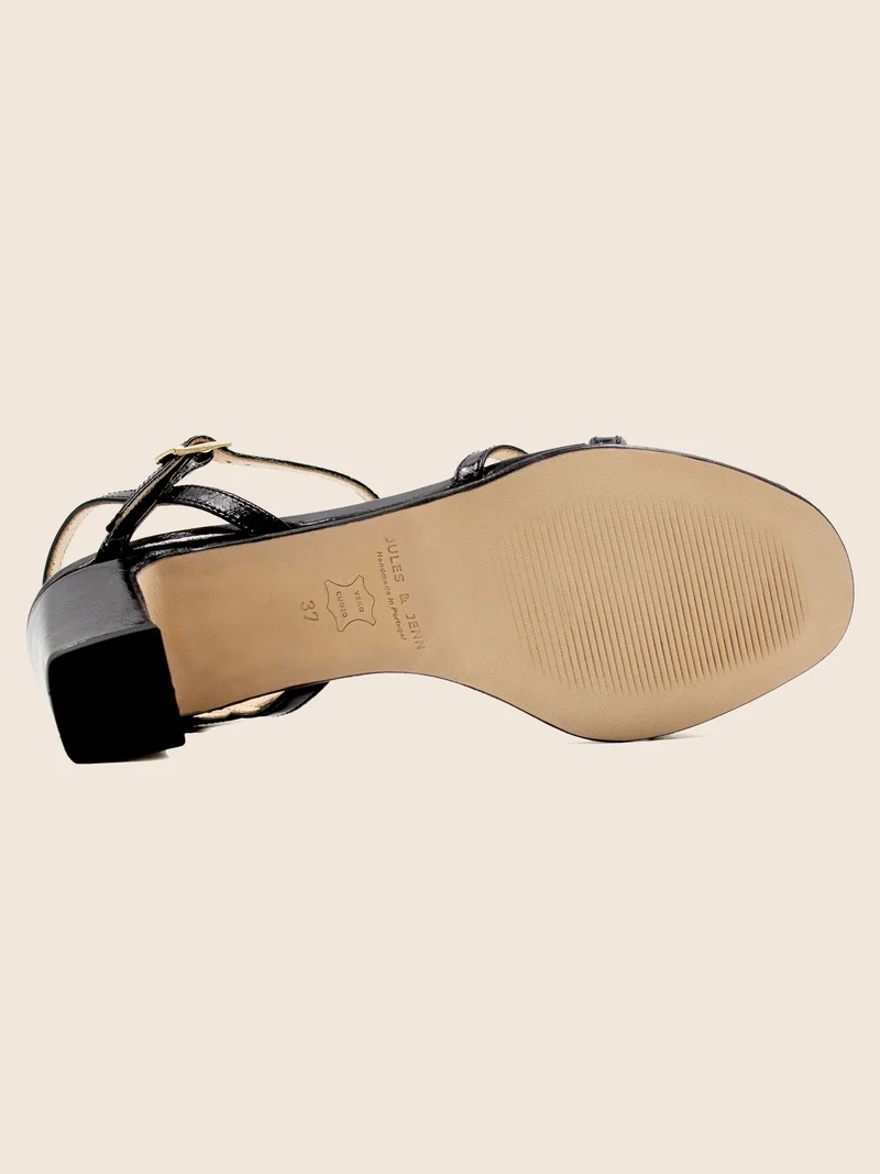 Sandales talon épurées cuir noir