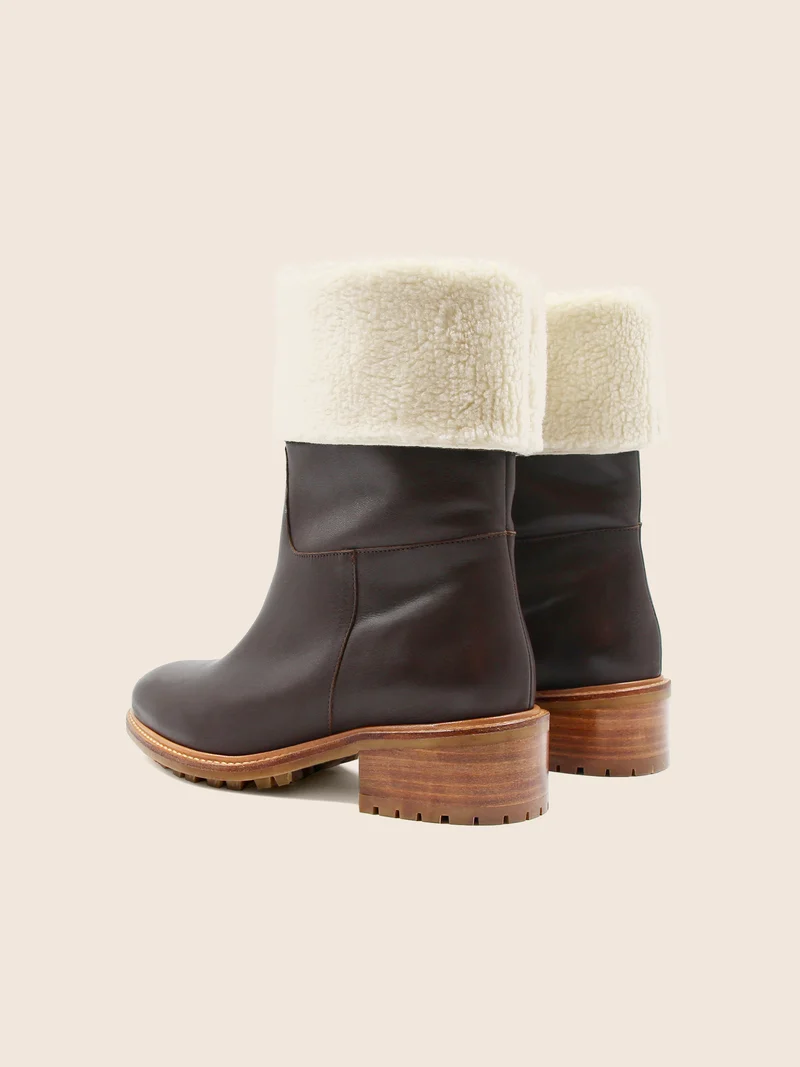 Bottes fourrées cuir marron