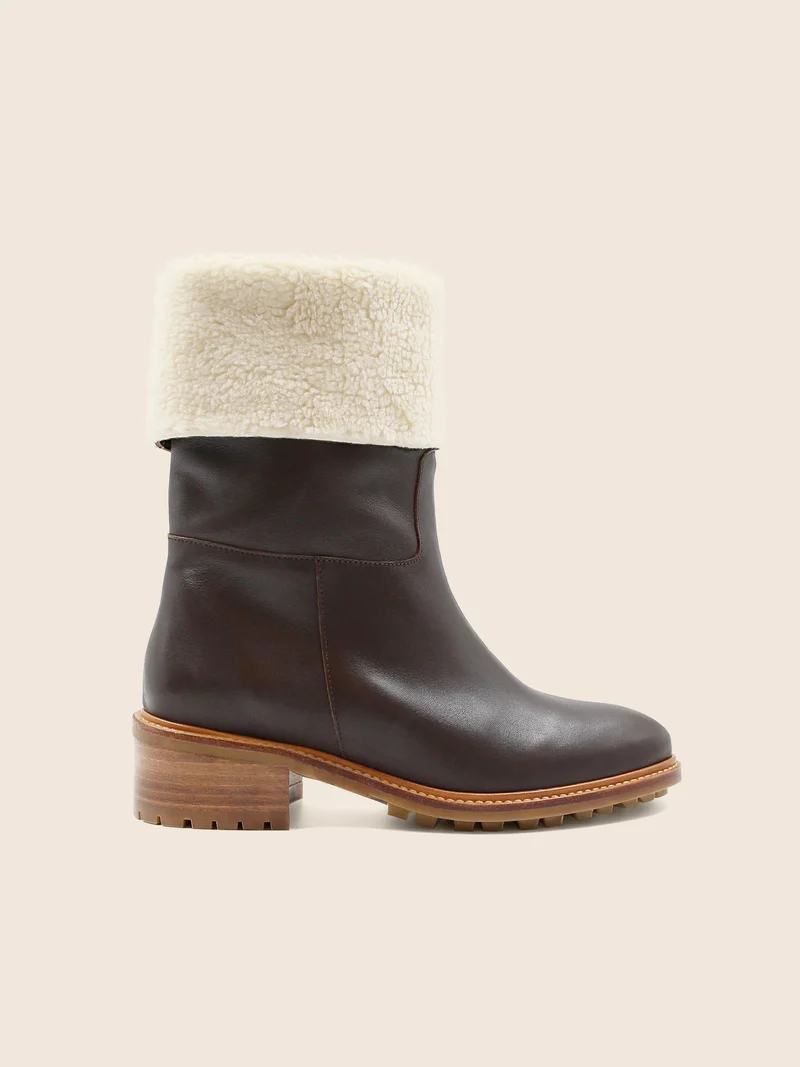 Bottes fourrées cuir marron