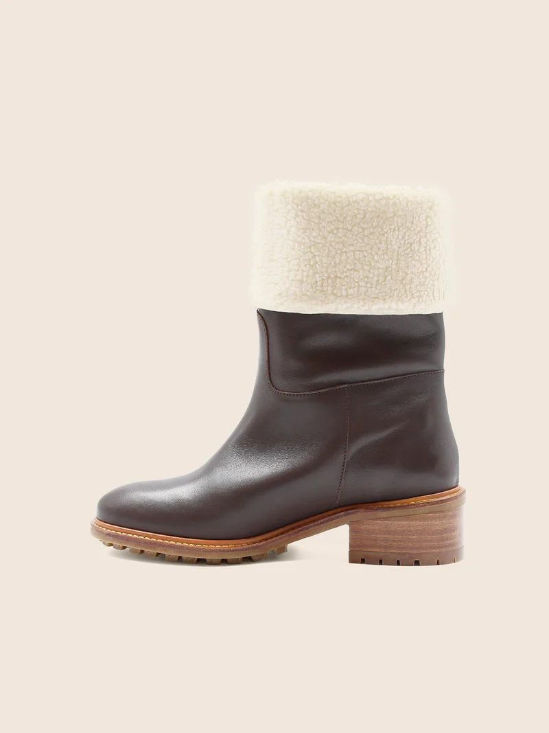 Bottes fourrées cuir marron