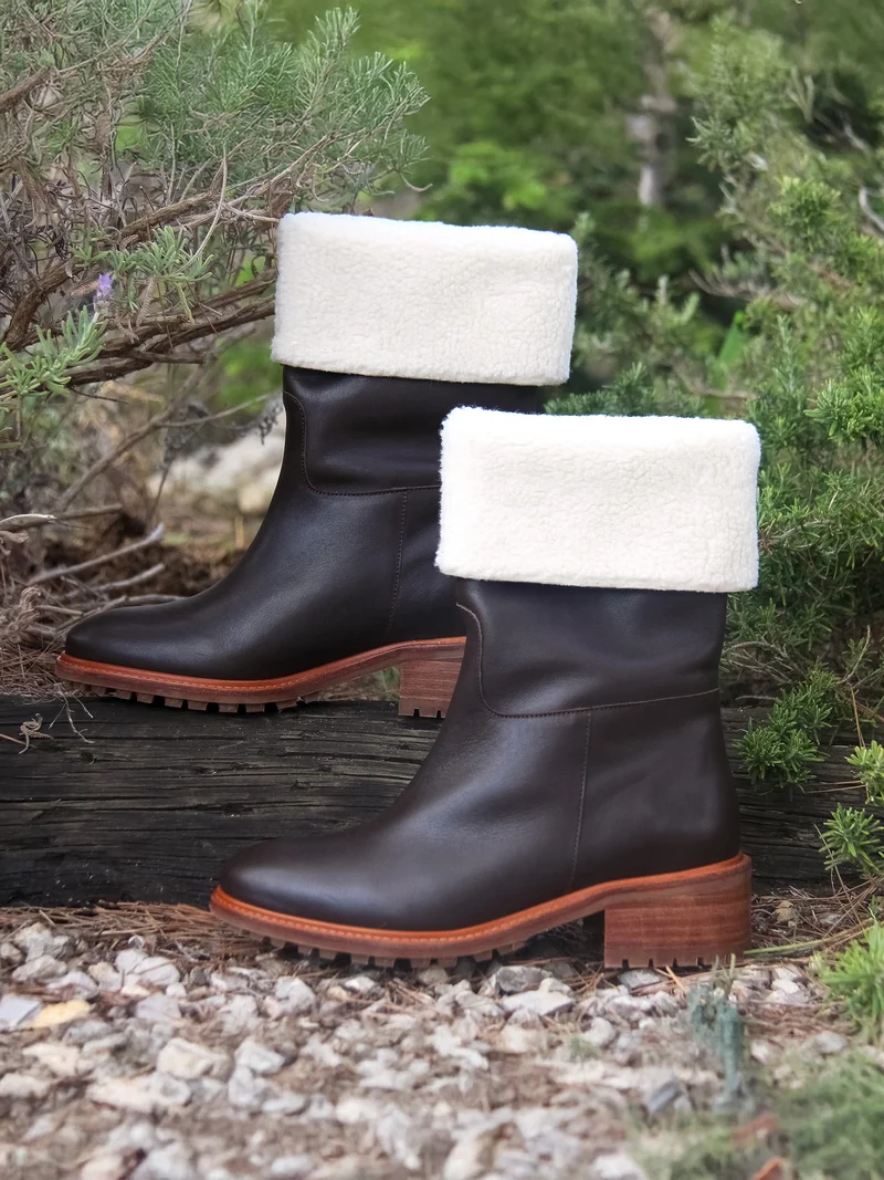 Bottes fourrées cuir marron