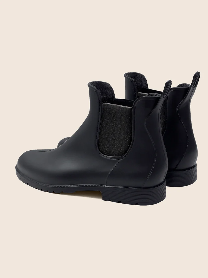 Bottines de pluie noir argenté