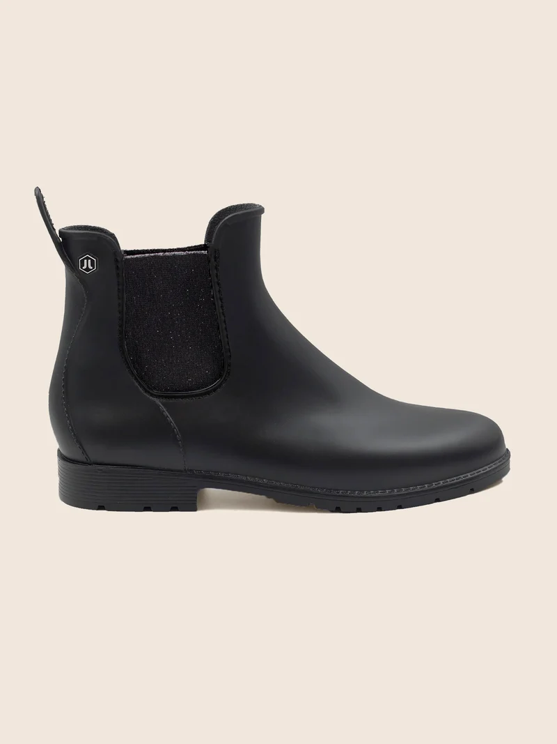 Bottines de pluie noir argenté