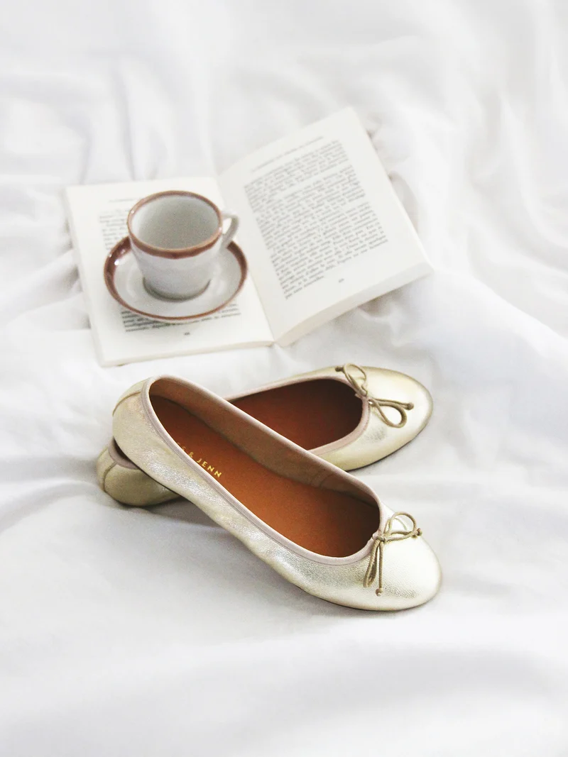 Ballerines classiques cuir doré