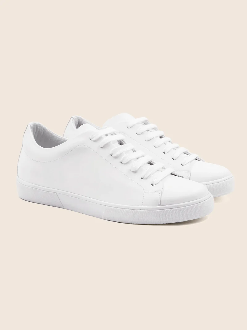 Tennis lacet cuir blanc