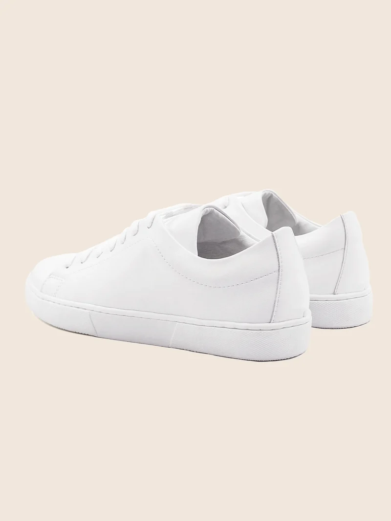 Tennis lacet cuir blanc