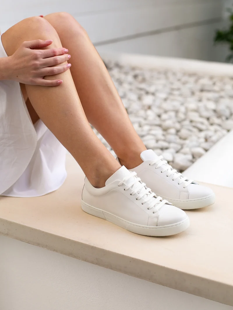 Tennis lacet cuir blanc