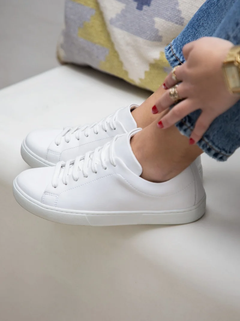 Tennis lacet cuir blanc