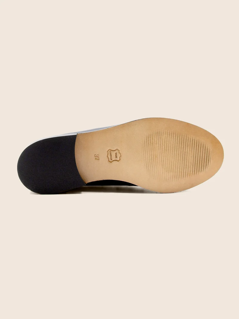 Mocassins cuir noir léopard