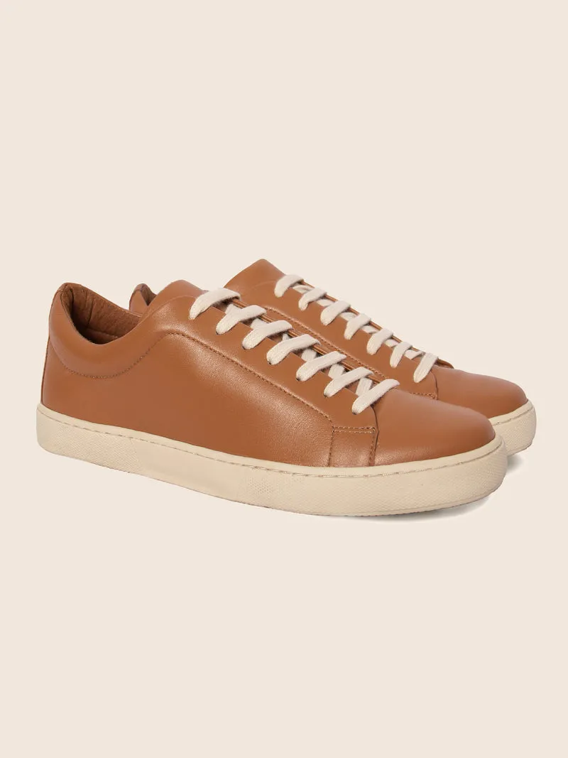 Tennis lacet cuir cognac