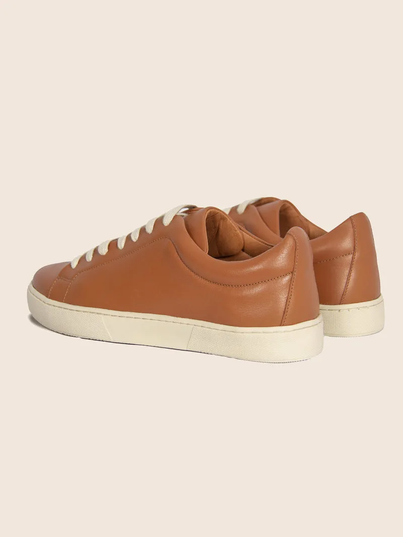 Tennis lacet cuir cognac
