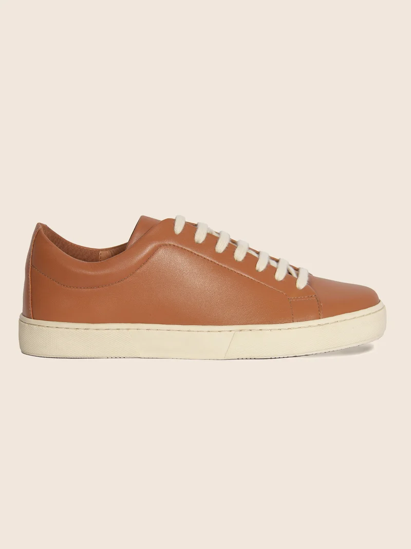 Tennis lacet cuir cognac