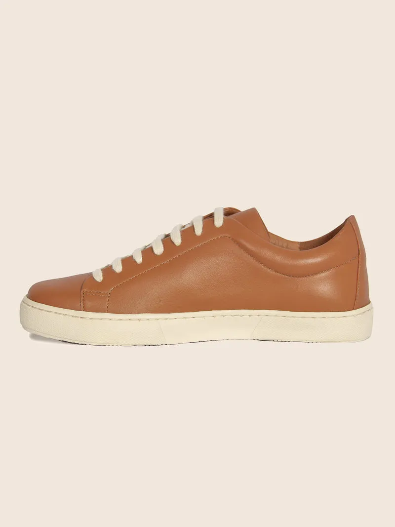 Tennis lacet cuir cognac