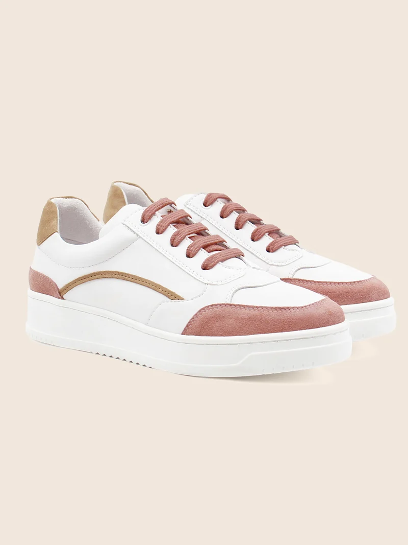 Baskets vintage cuir blanc beige