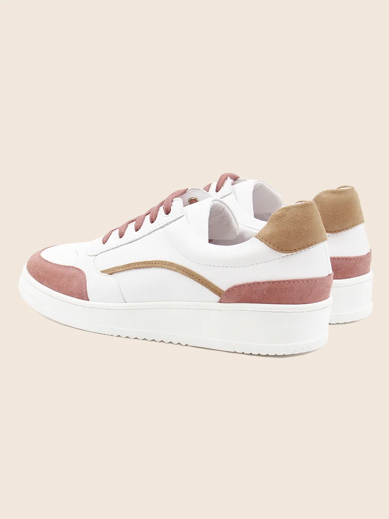 Baskets vintage cuir blanc beige