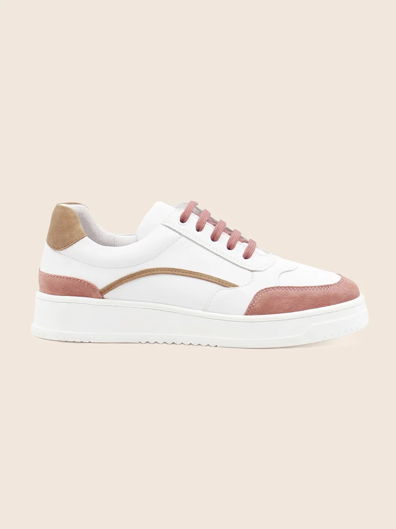 Baskets vintage cuir blanc beige