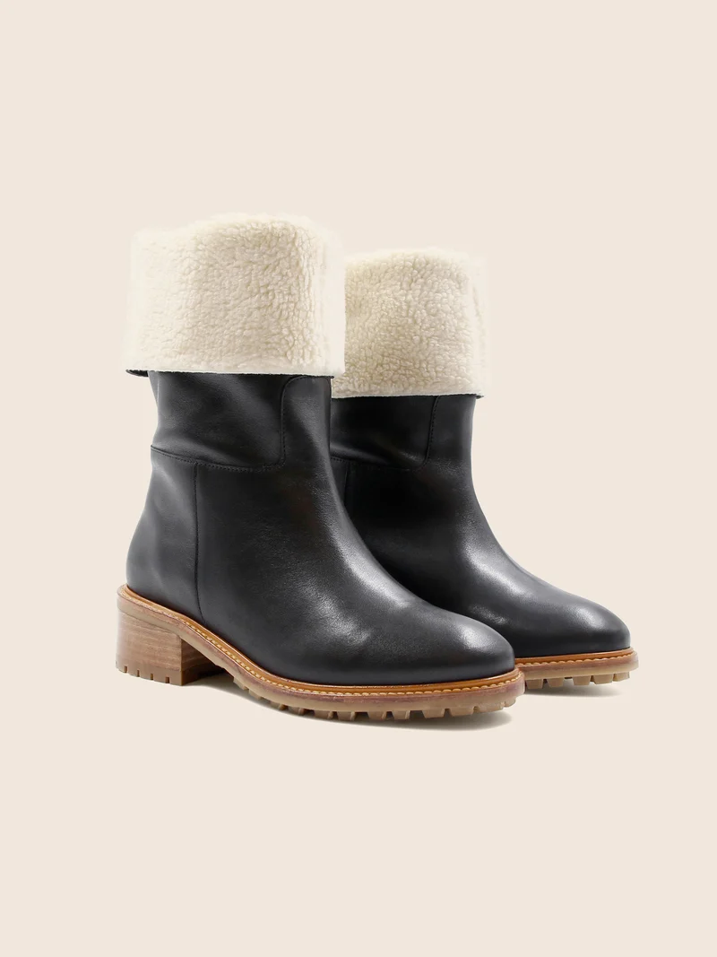 Bottes fourrées cuir noir